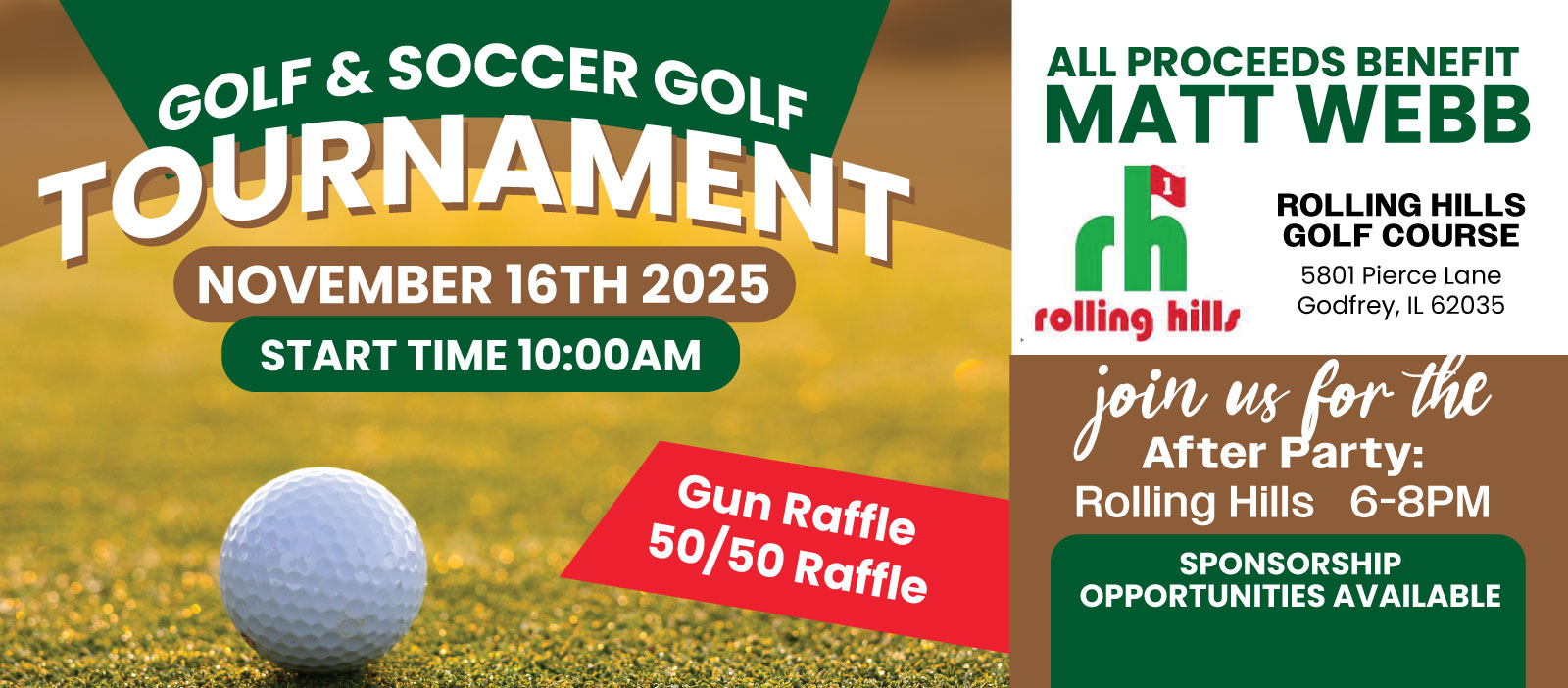 Golf & Soccer Golf Tournament Benefitting Matt Web November 16th 2025 – Tournament starts at 10:00am Golf & Soccer Golf Tournament Benefitting Matt Web November 16th 2025 - Tournament starts at 10:00am